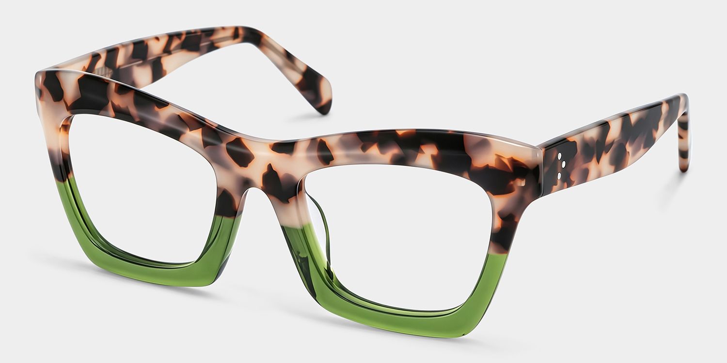 Benitez Square Two-Tone Glasses in Tortoise & Green Color | ZEELOOL3