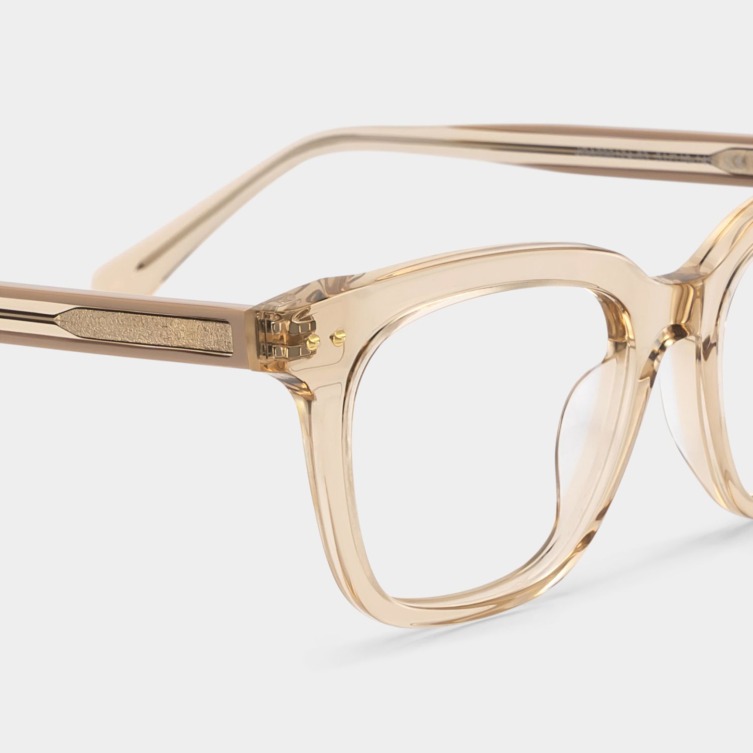 Angela Beige Clear Rectangle Glasses Frames | ZEELOOL