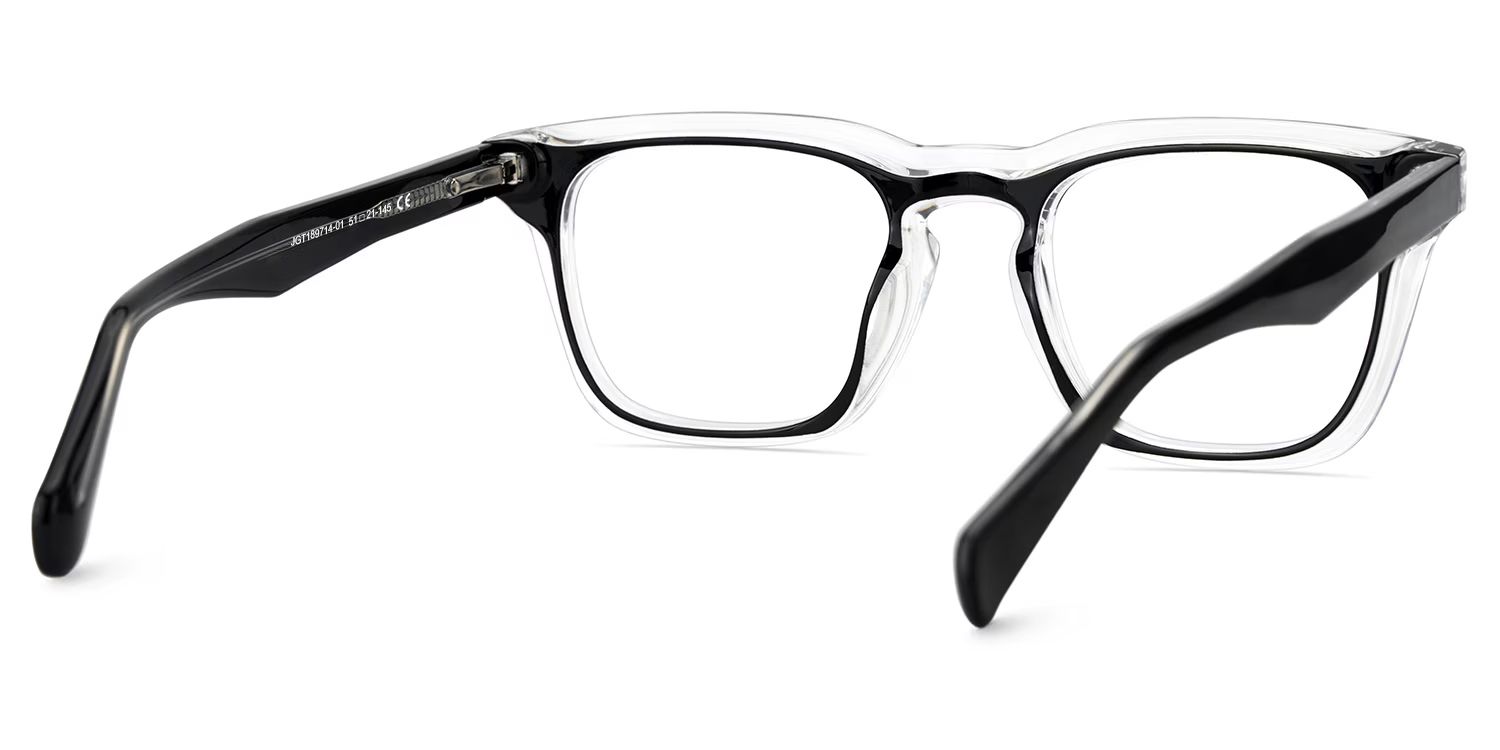 Tr90 Eyeglasses Frames With Rectangle Shape and Black Clear Color