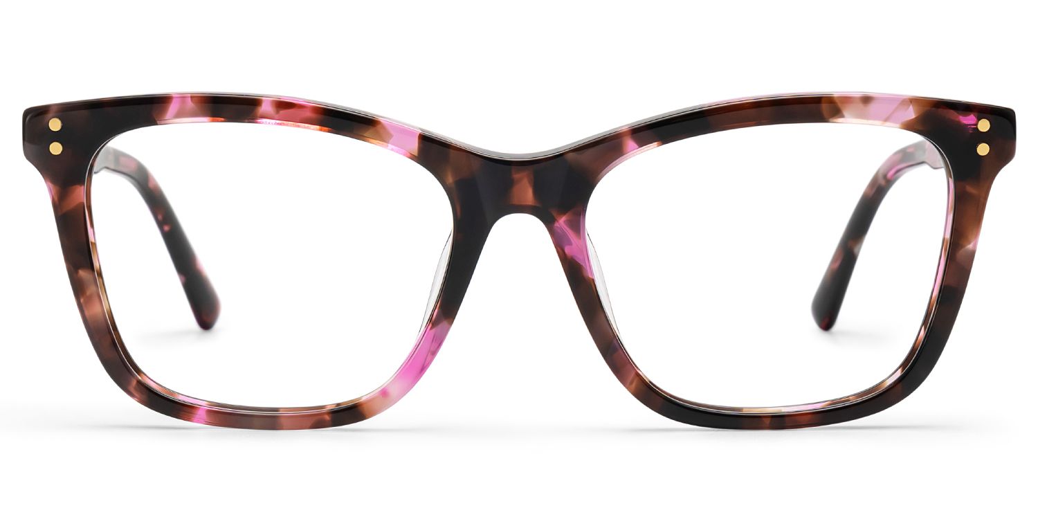 Tyler Pink Tortoise Square Eyeglass Frames with Flowers | ZEELOOL