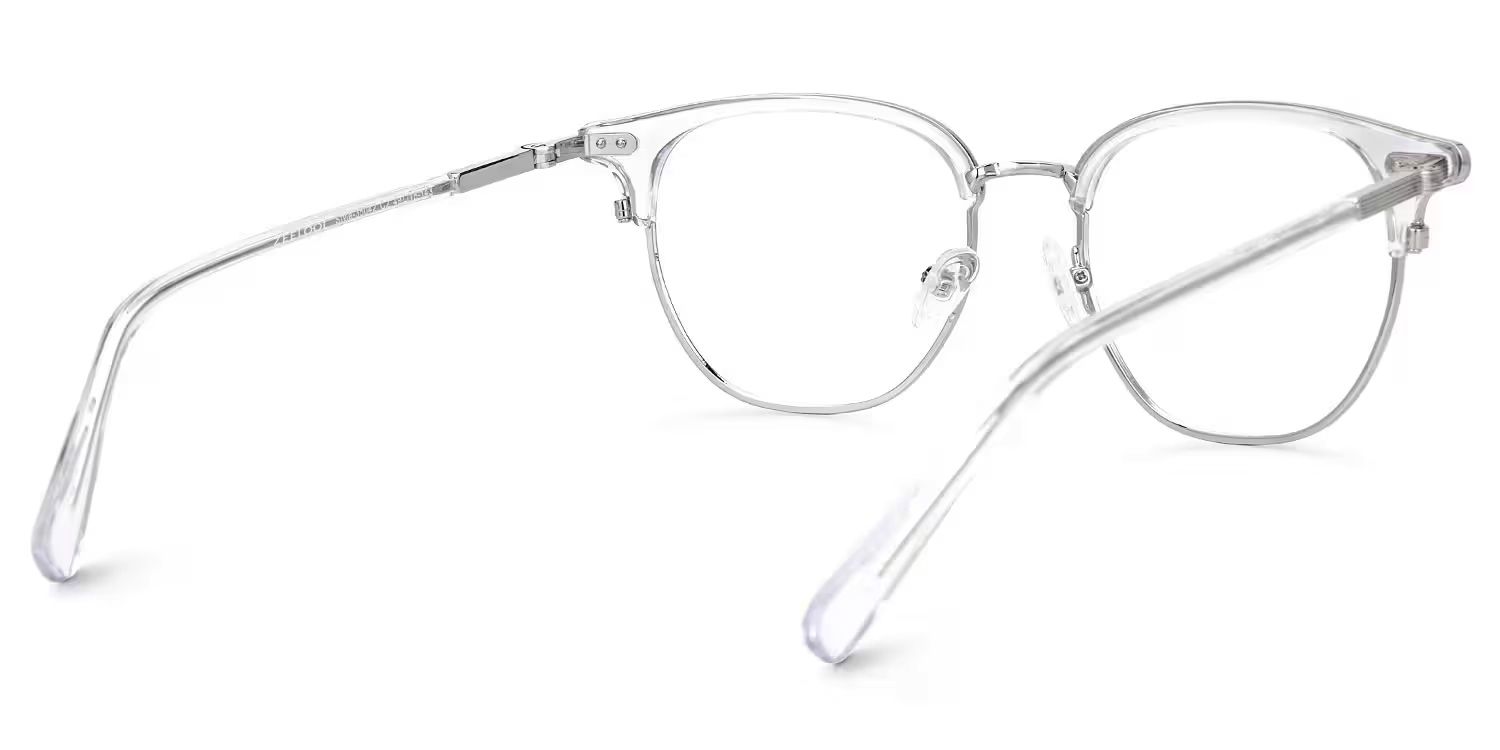 Clear Mixed-Materials Geometric Eyeglasses- Geno3