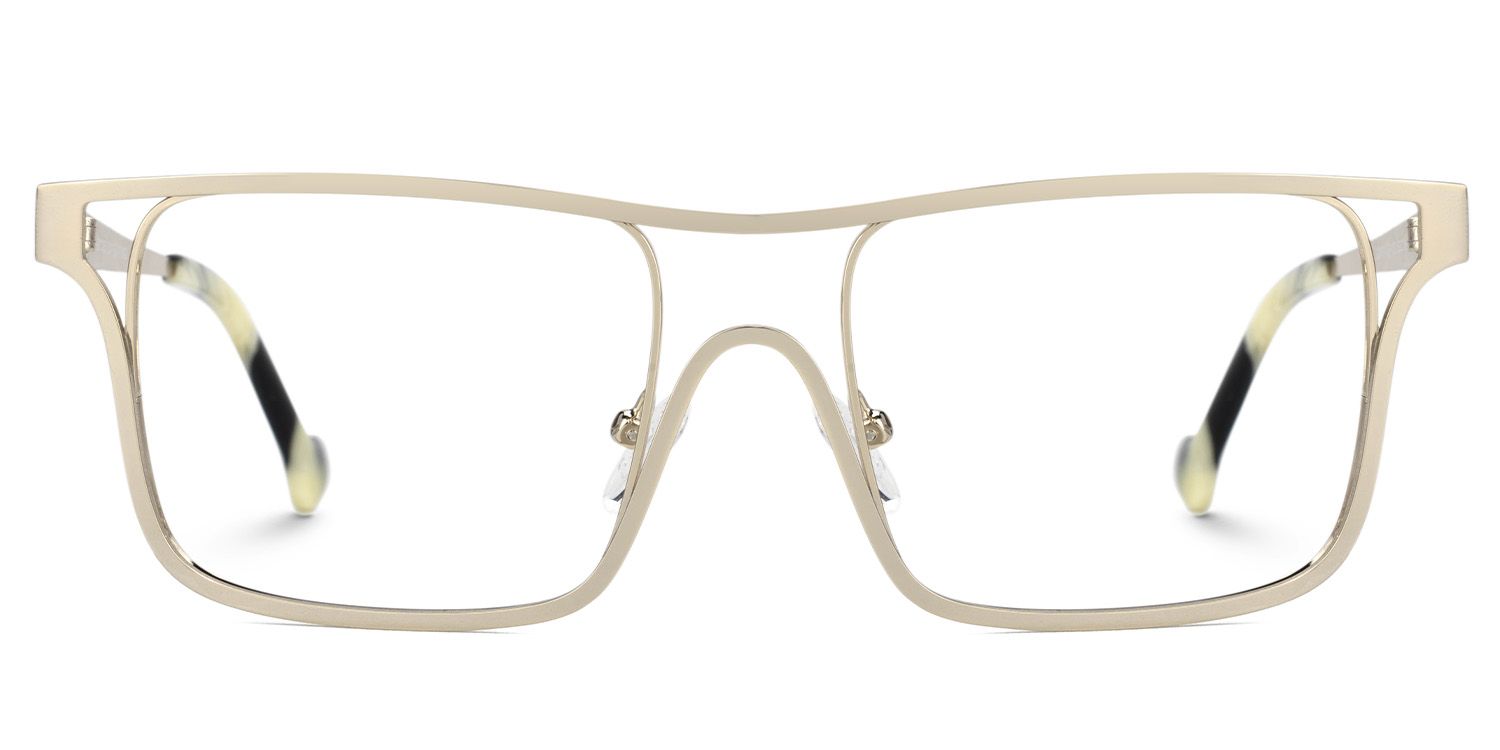 Nova Wide Matte Gold Glasses with Rectangle Frames | Zeelool0