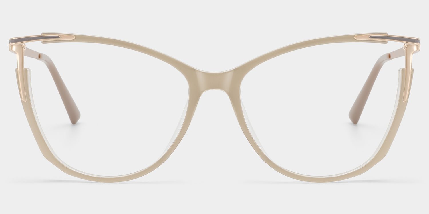 Yomary Cat-Eye Khaki Frame Glasses | ZEELOOL1