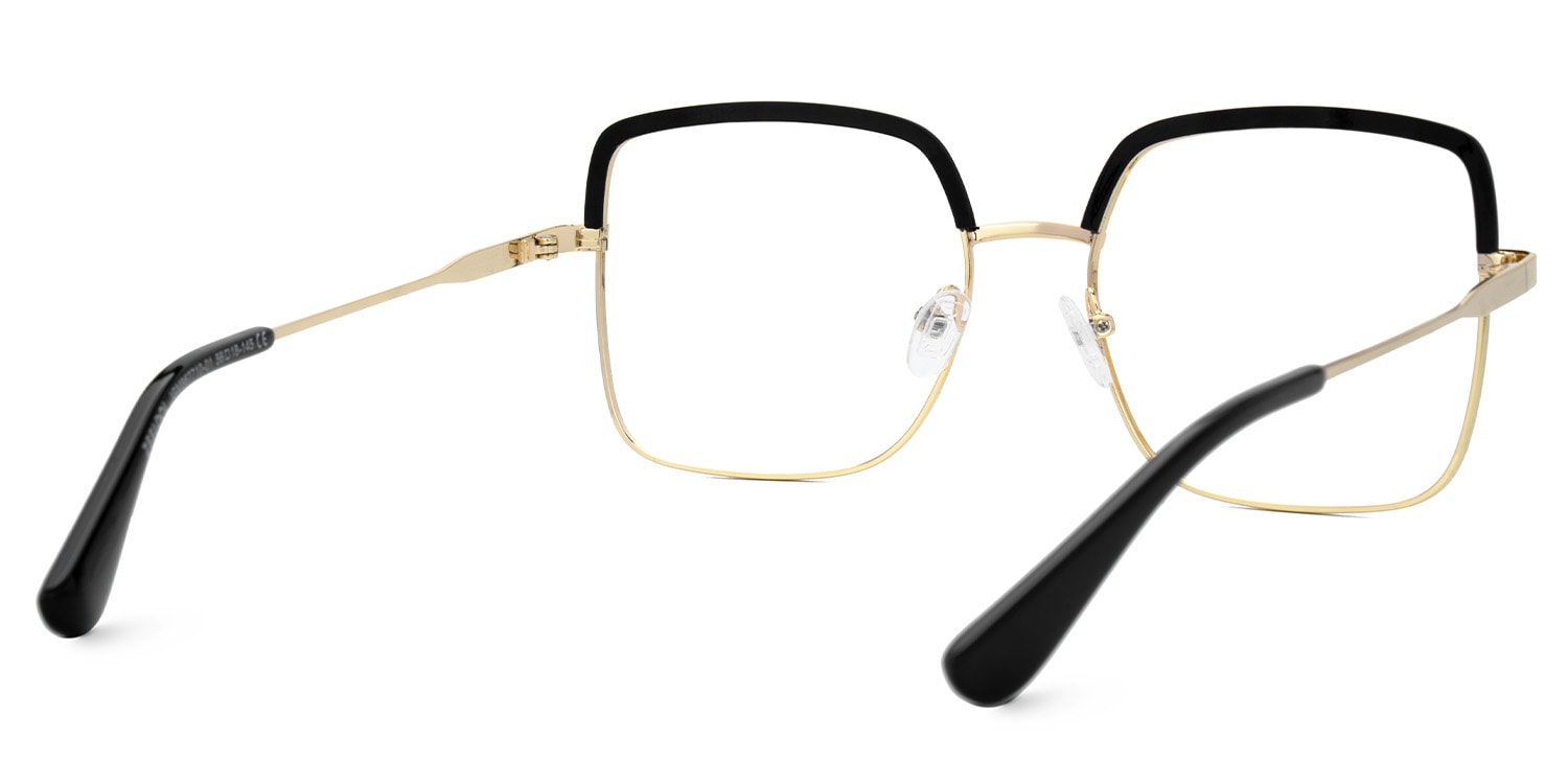 Karan Square Black Gold Glasses3