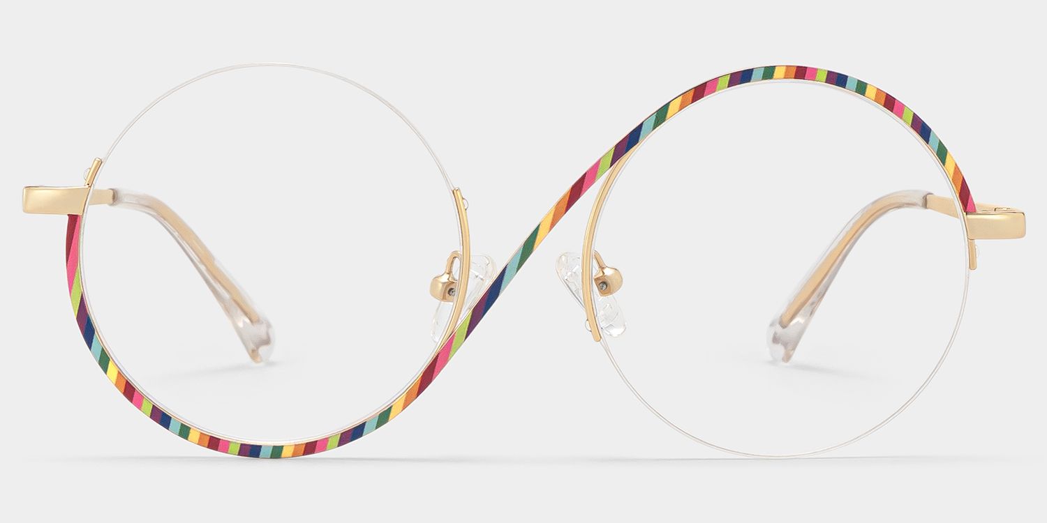 Flozif Gold Metal Round Wire Frame Glasses | ZEELOOL