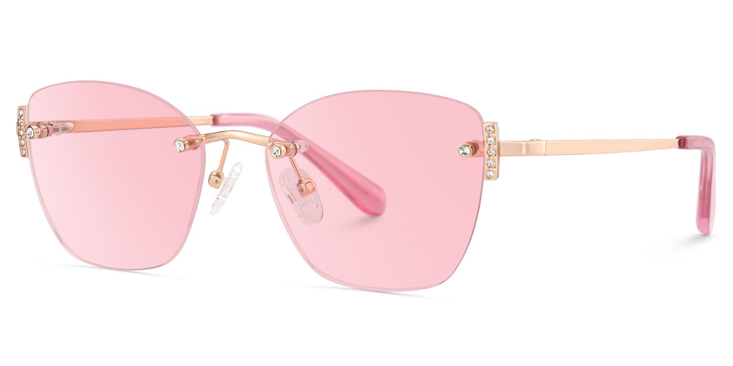 Pink Rectangle Jaxon Eyeglasses with Rimless | Zeelool2