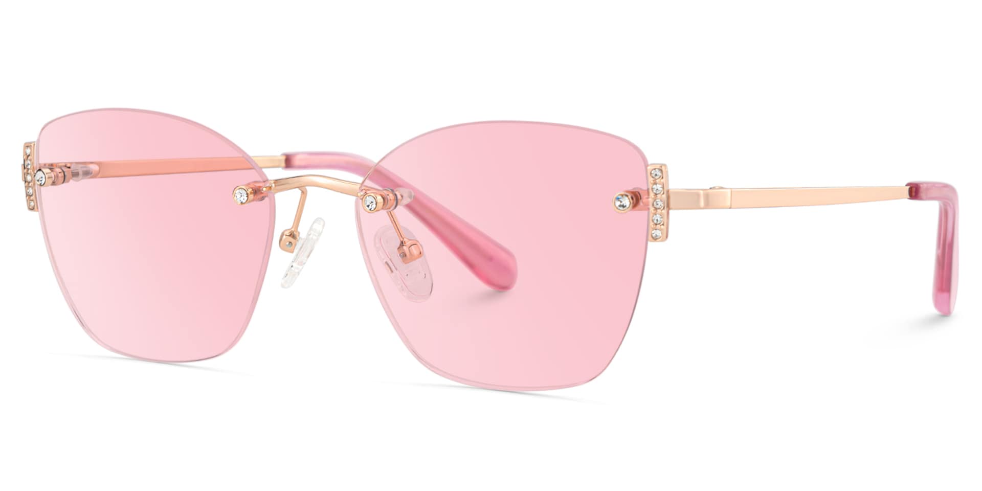 Pink Rectangle Jaxon Eyeglasses with Rimless | Zeelool2