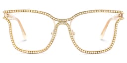 Shine Square Gold White Glasses1