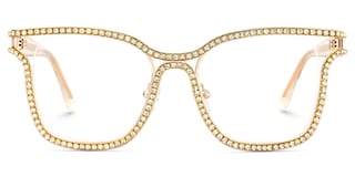 Shine Square Gold White Glasses1