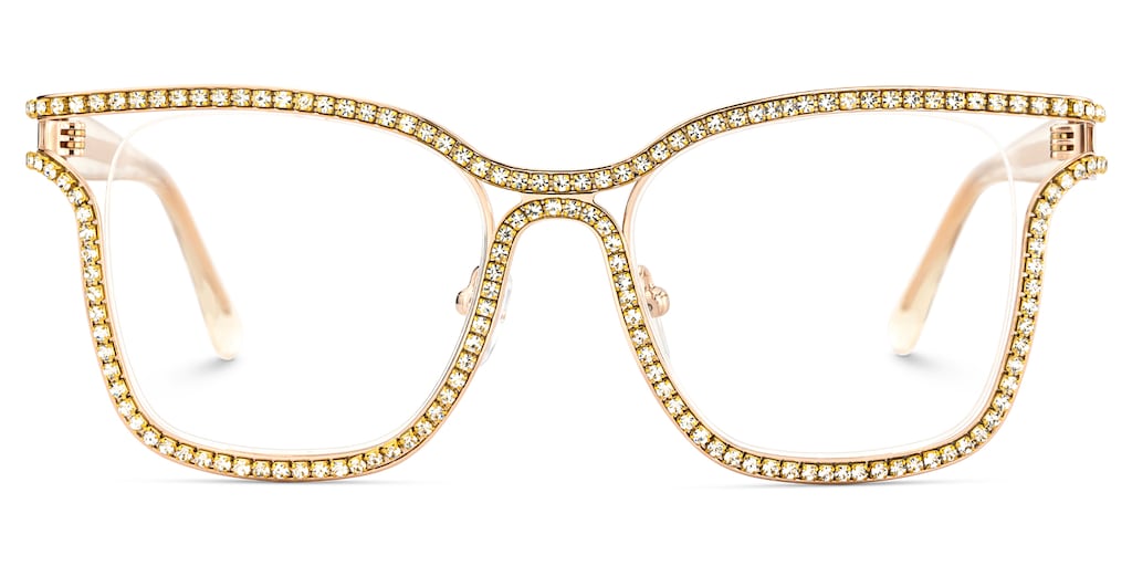 Shine Square Gold White Glasses