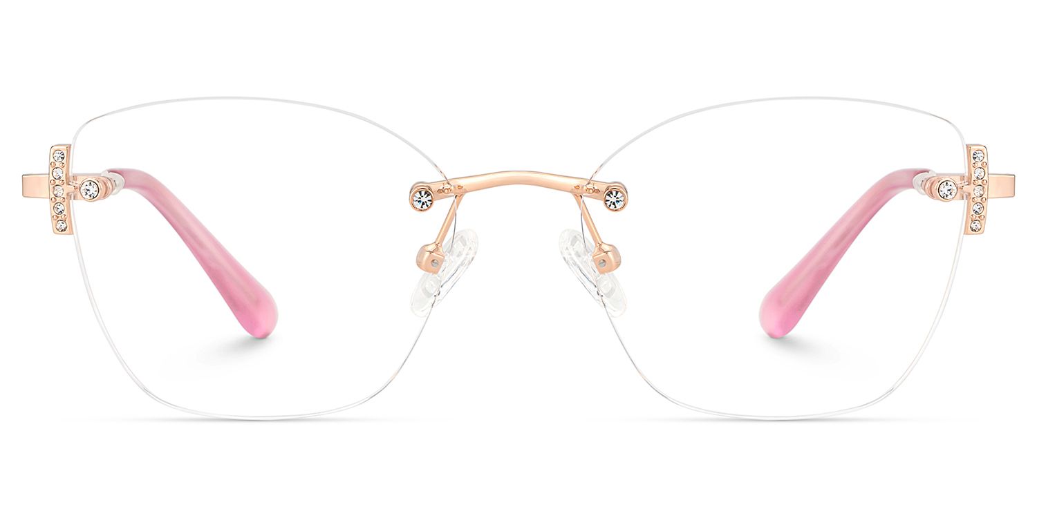 Pink Rectangle Jaxon Eyeglasses with Rimless | Zeelool1