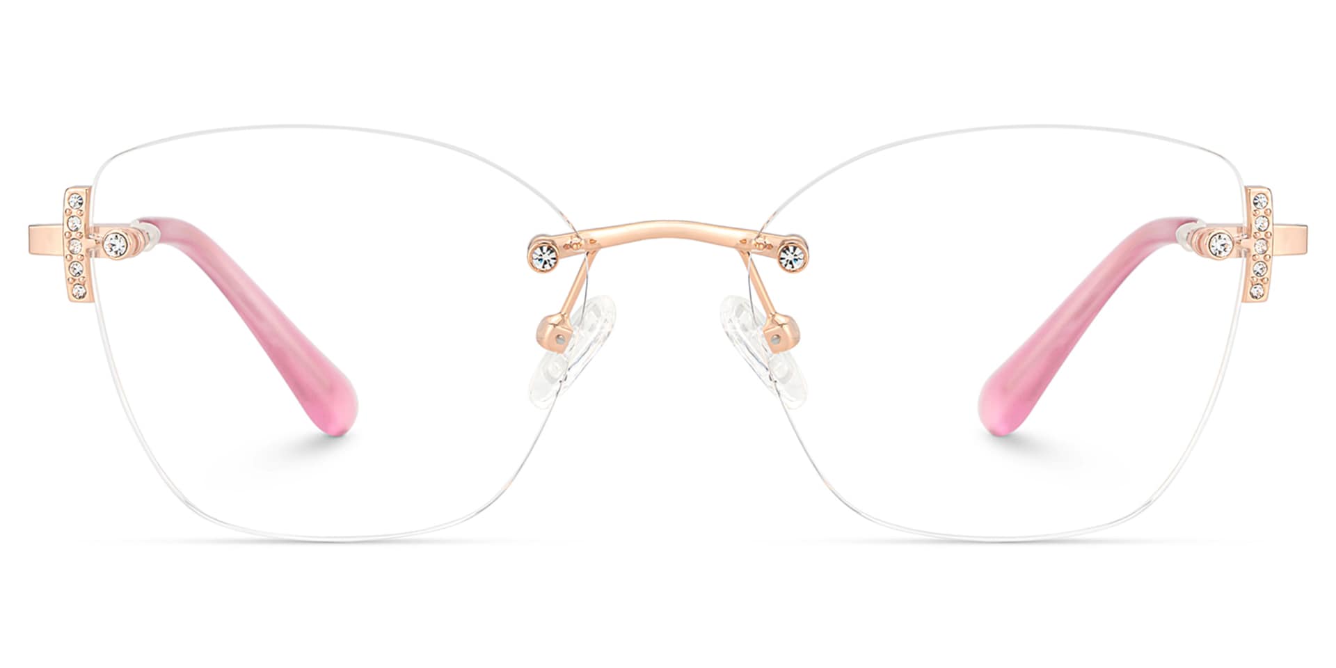 Pink Rectangle Jaxon Eyeglasses with Rimless | Zeelool1