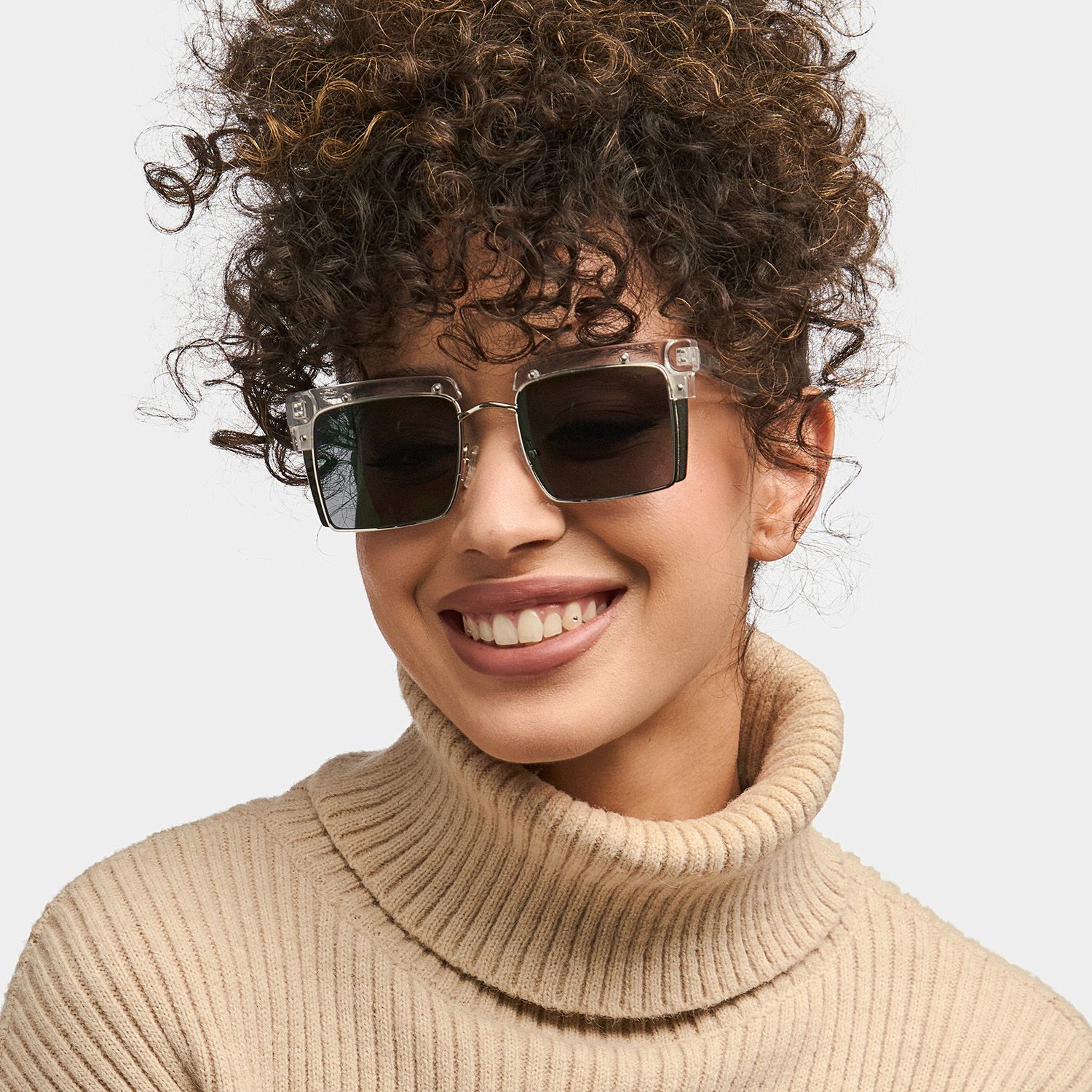 Kiana Square Clear Frame Sunglasses | Zeelool Optical1