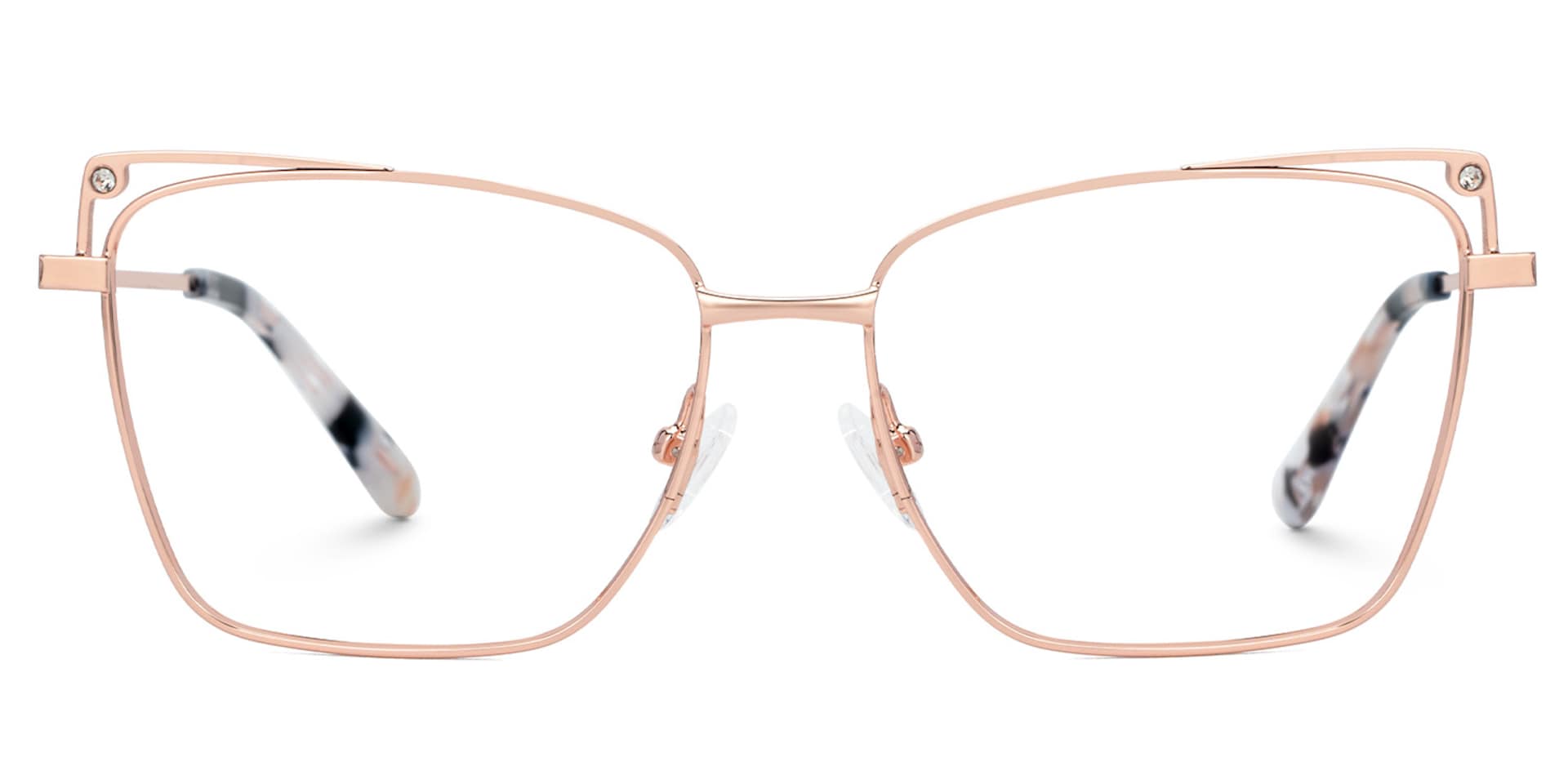 Rectangle Rose Gold Metal Glasses Frames | Zeelool0