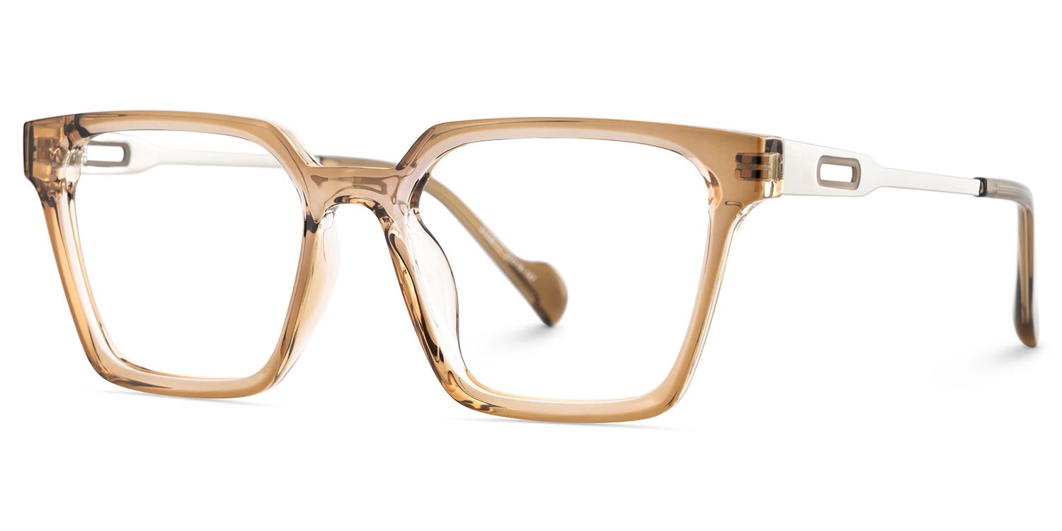 Mabel Eyeglasses in Square Beige Frame | Zeelool3