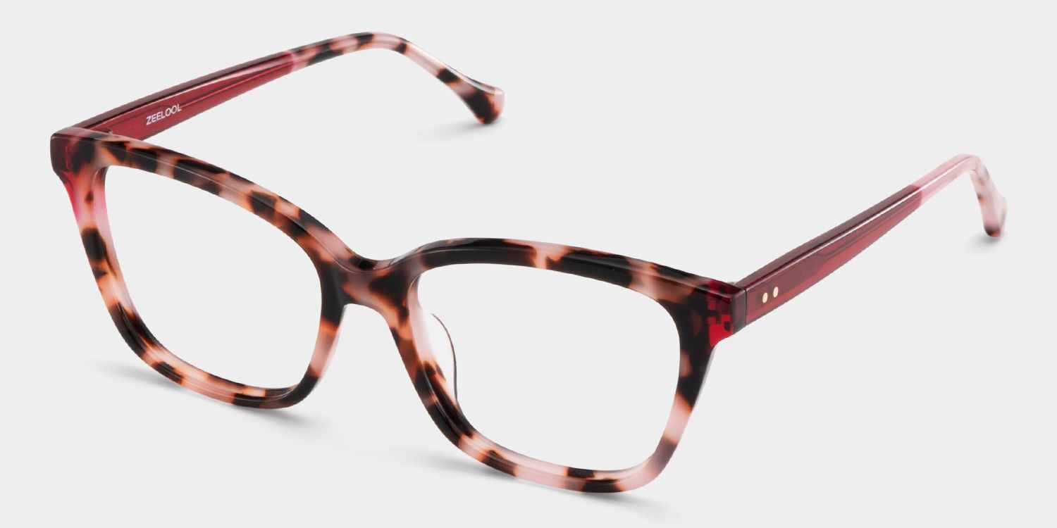 Lena Square Pink Tortoise Frame Eyeglasses for Woman| ZEELOOL3