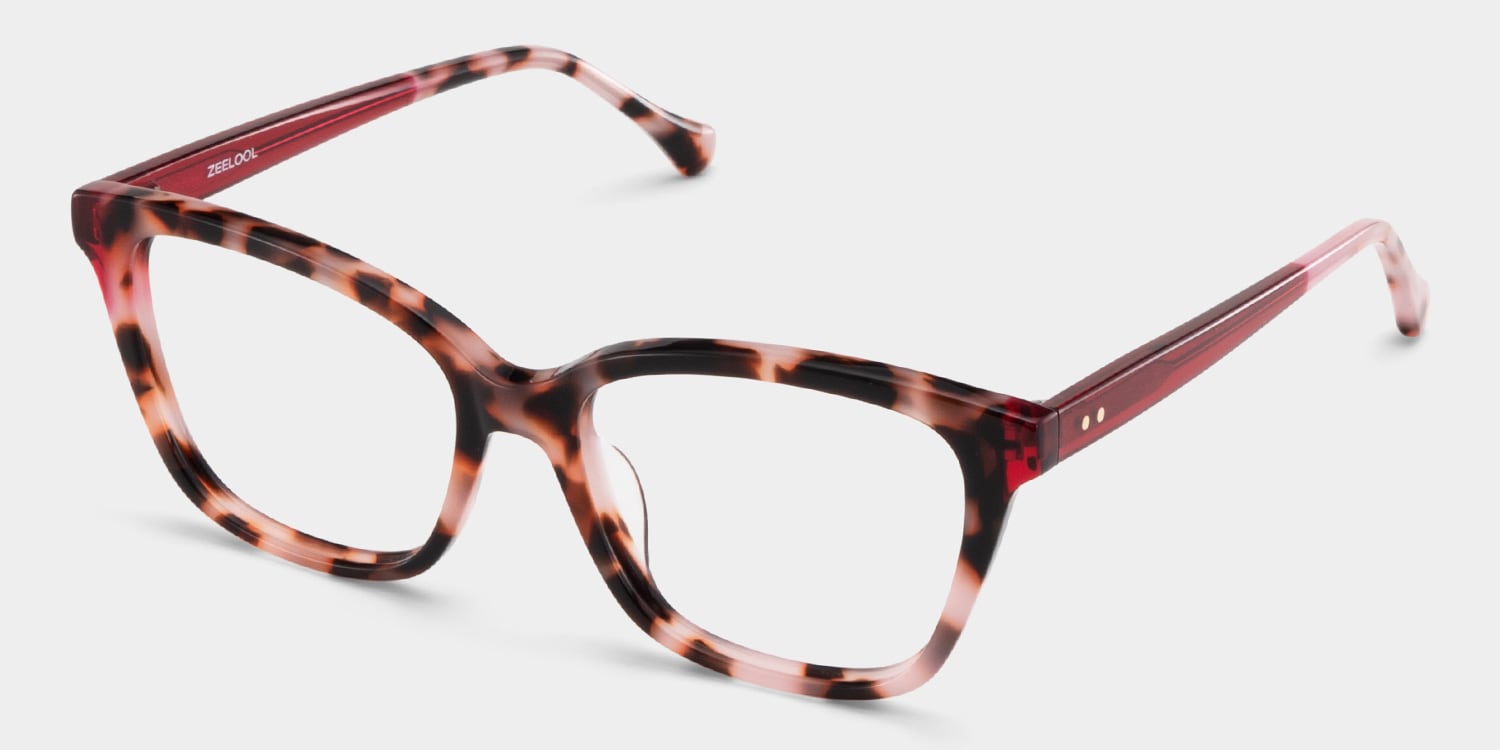 Lena Square Pink Tortoise Frame Eyeglasses for Woman| ZEELOOL3
