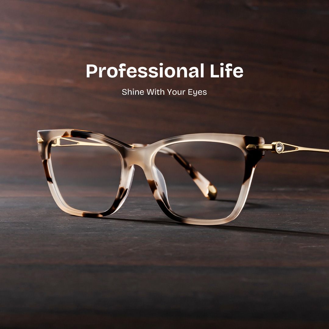Cat eye Tortoise Eyeglasses- Amelia Mixed Frame Glasses0