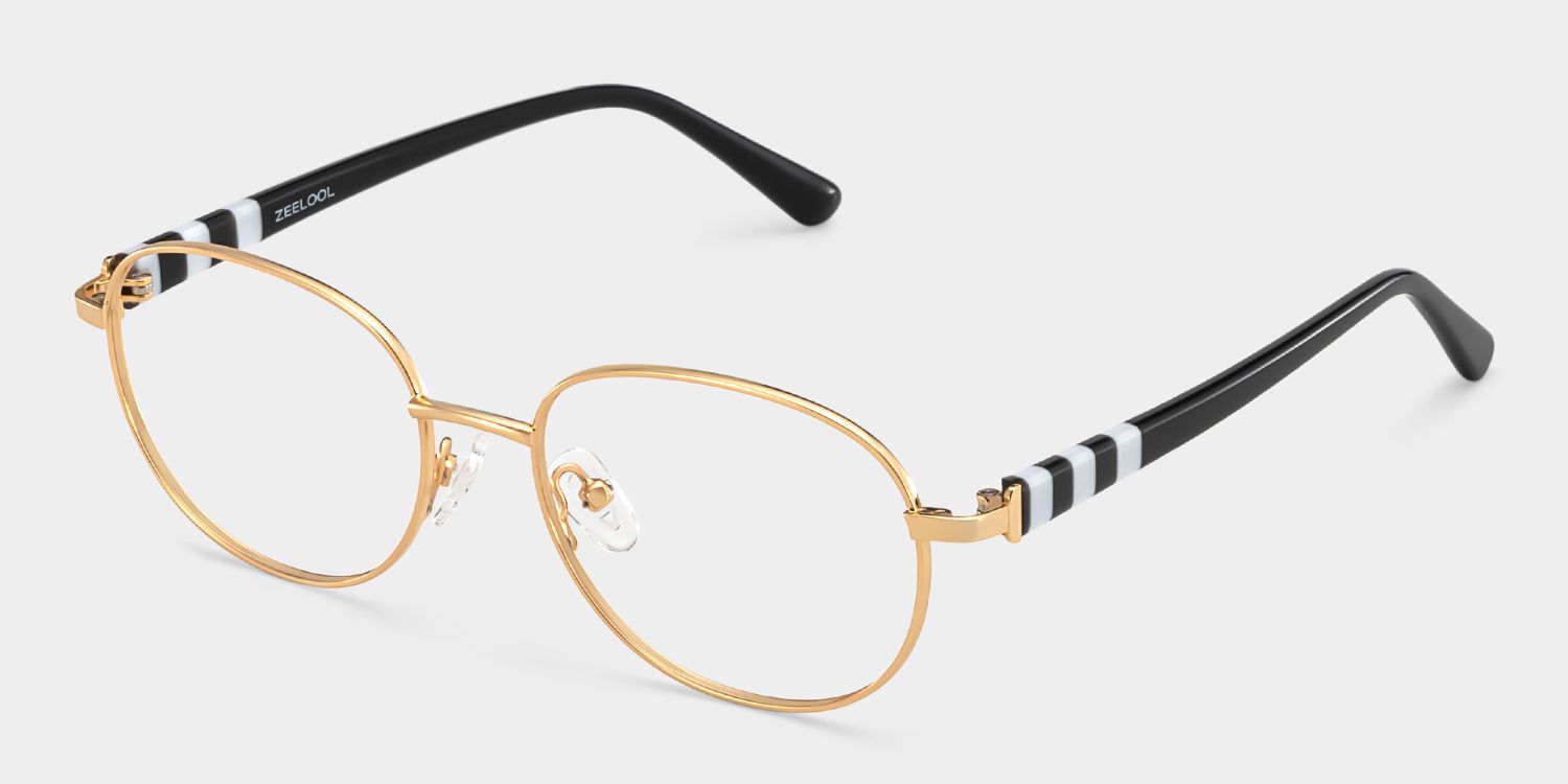 Willa Oval Gold Frame Eyeglasses for Woman| ZEELOOL3