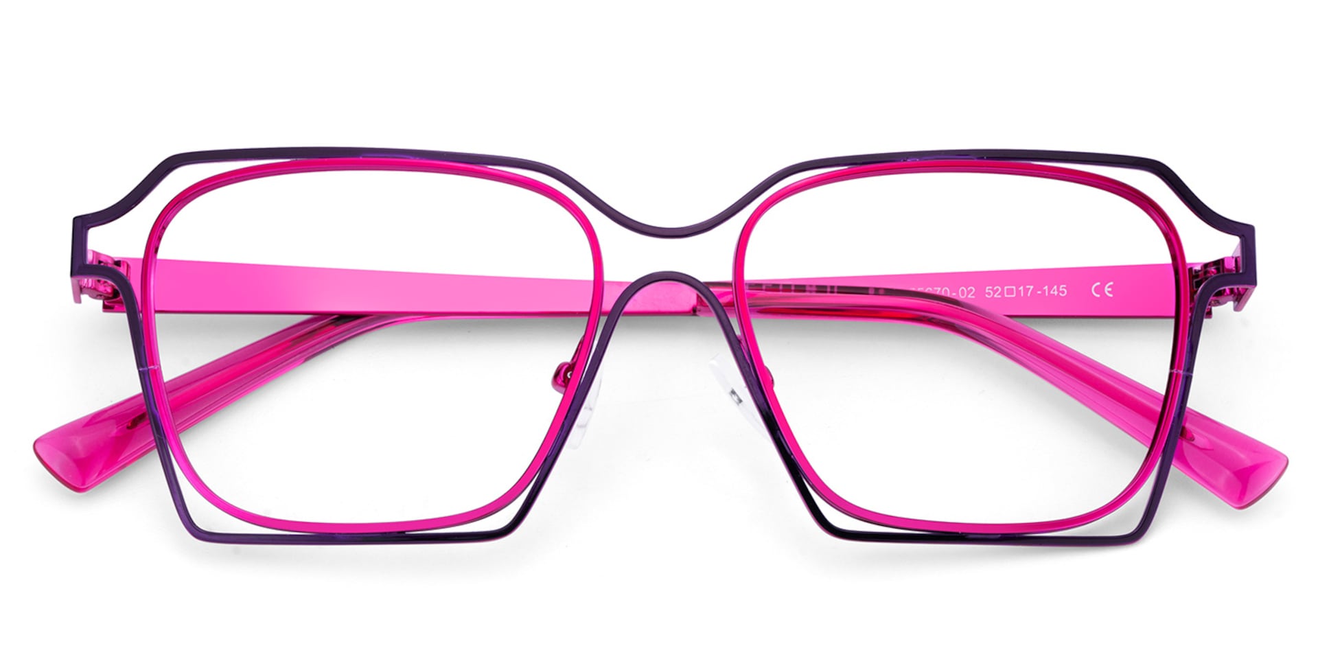 Foday Purple Metal Frame Glasses With Geometric Shape2
