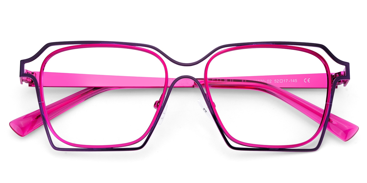 Foday Purple Metal Frame Glasses With Geometric Shape2
