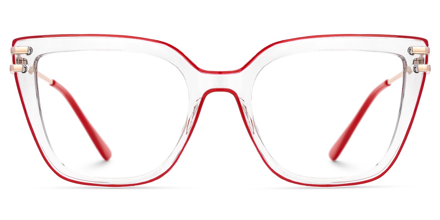 Roxane Red and Clear Glasses with Square Design0
