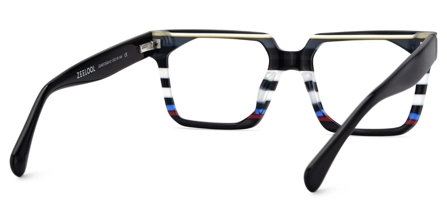 Men's Rectangle Frame Eyeglasses With Black Temples5