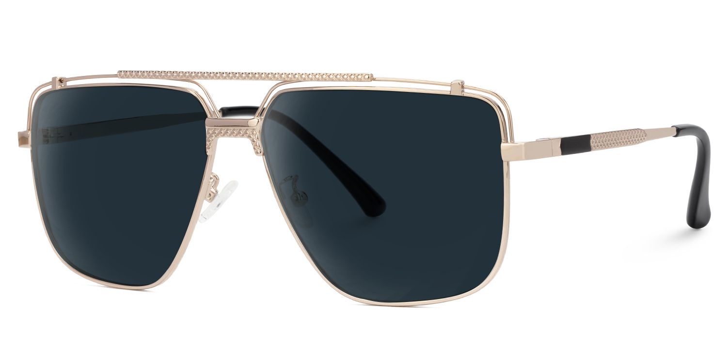 Arellano Metal Gold Frame Sunglasses with Aviator Shape | Zeelool1