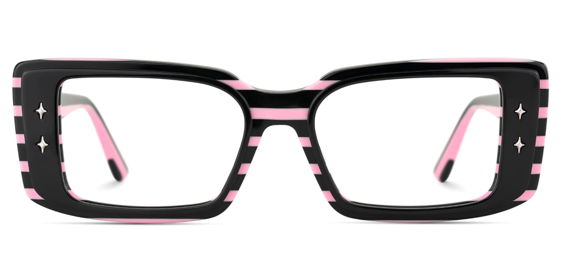 Women's Rectangle Eyeglasses Frames With Black and Pink Color1
