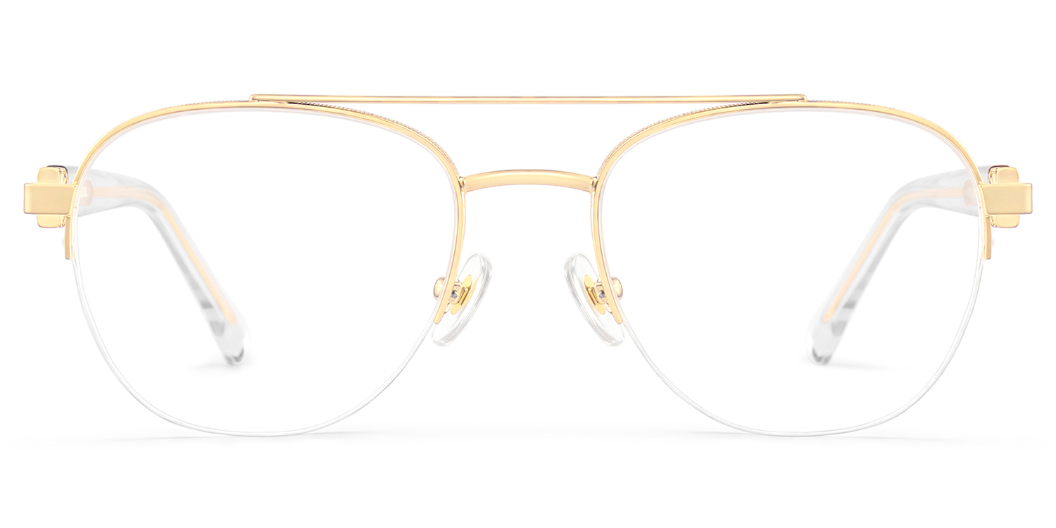 Emily Light Gold Frame Glasses with Aviator Frame Online | ZEELOOL