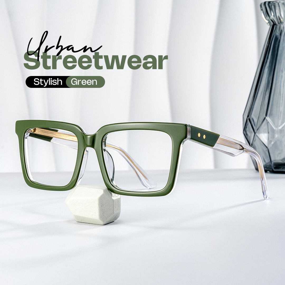 Green Square Frame Glasses - Hattie on Sale | Zeelool0