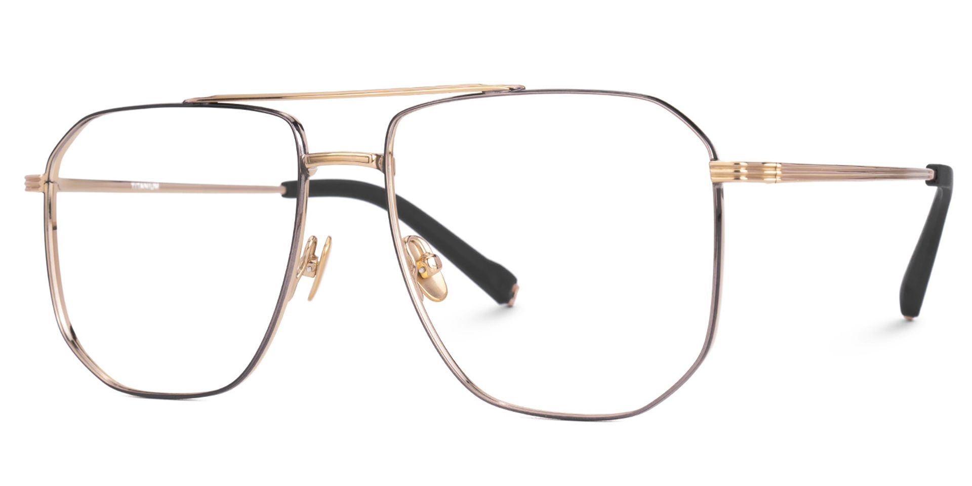 Aqua Titanium Black Gold Frame Glasses with Aviator Shape | Zeelool1