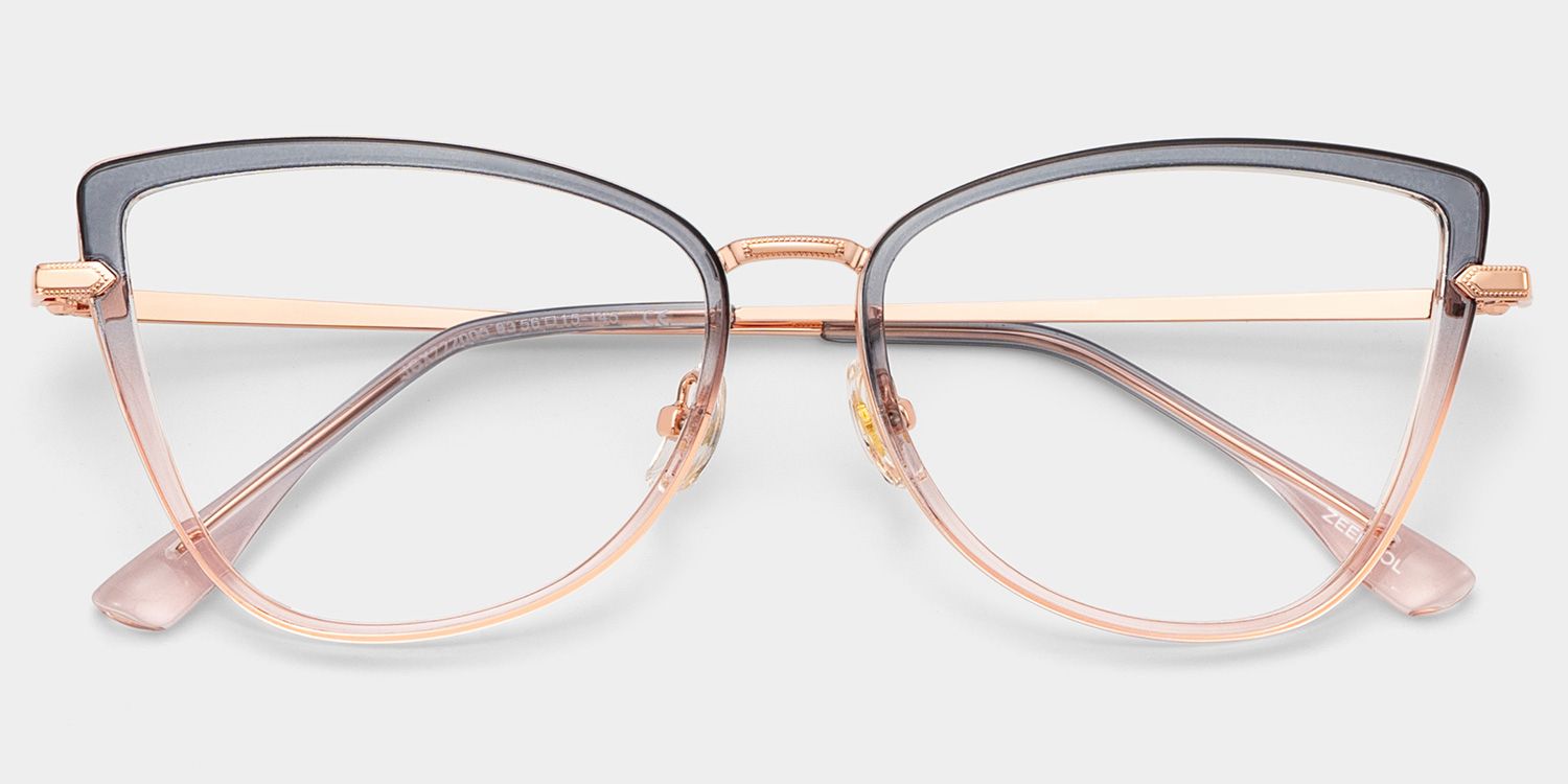 Cat eye Two-tone Eyeglasses- Sloane Mixed Frame Glasses2