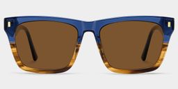 Brookins Blue Brown Rectangle Sunglasses0