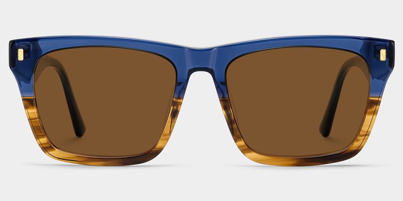 Brookins Blue Brown Rectangle Sunglasses