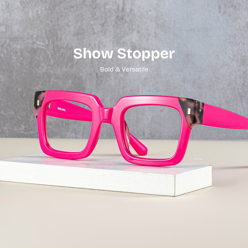 ZEELOOL Sarah Square Pink Tortoise Glasses
