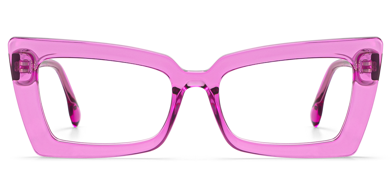 ミラーカール(ピンク) Newell Rectangle Clear Pink Frame Eyeglasses for Women | ZEELOOL