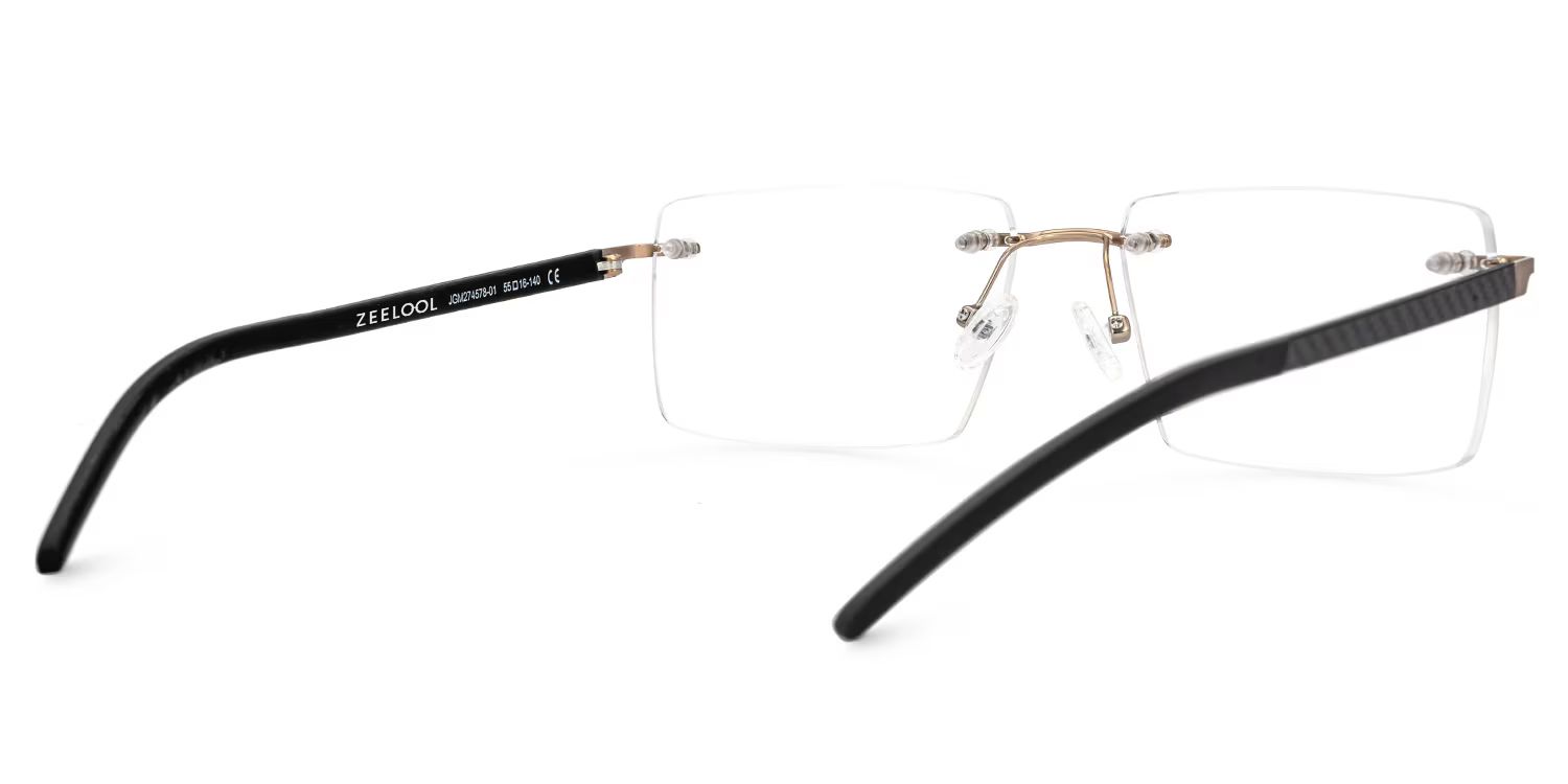 Halstead Rectangle Black Rimless Glasses | Zeelool3