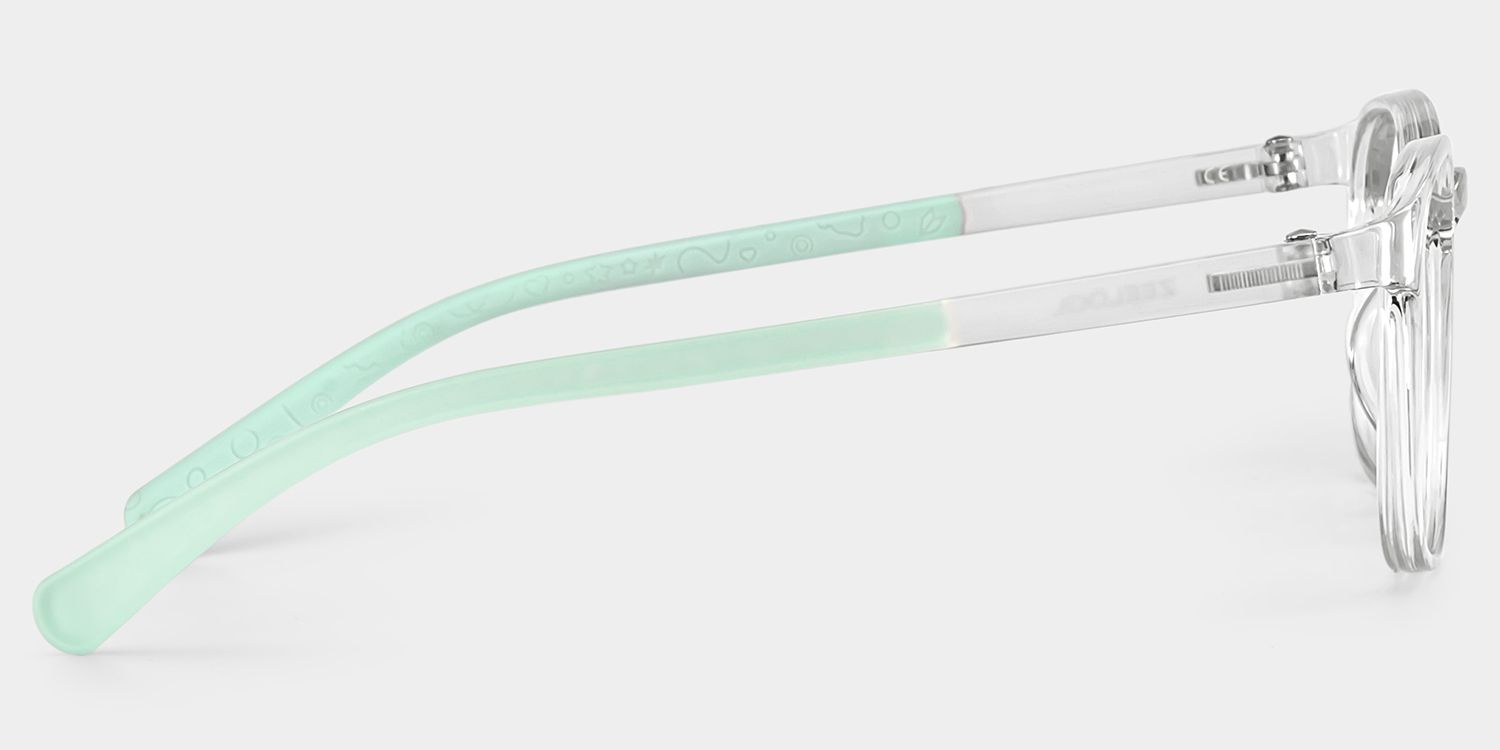 Kids Rectangle Clear Green Amaker Frame Glasses | Zeelool3