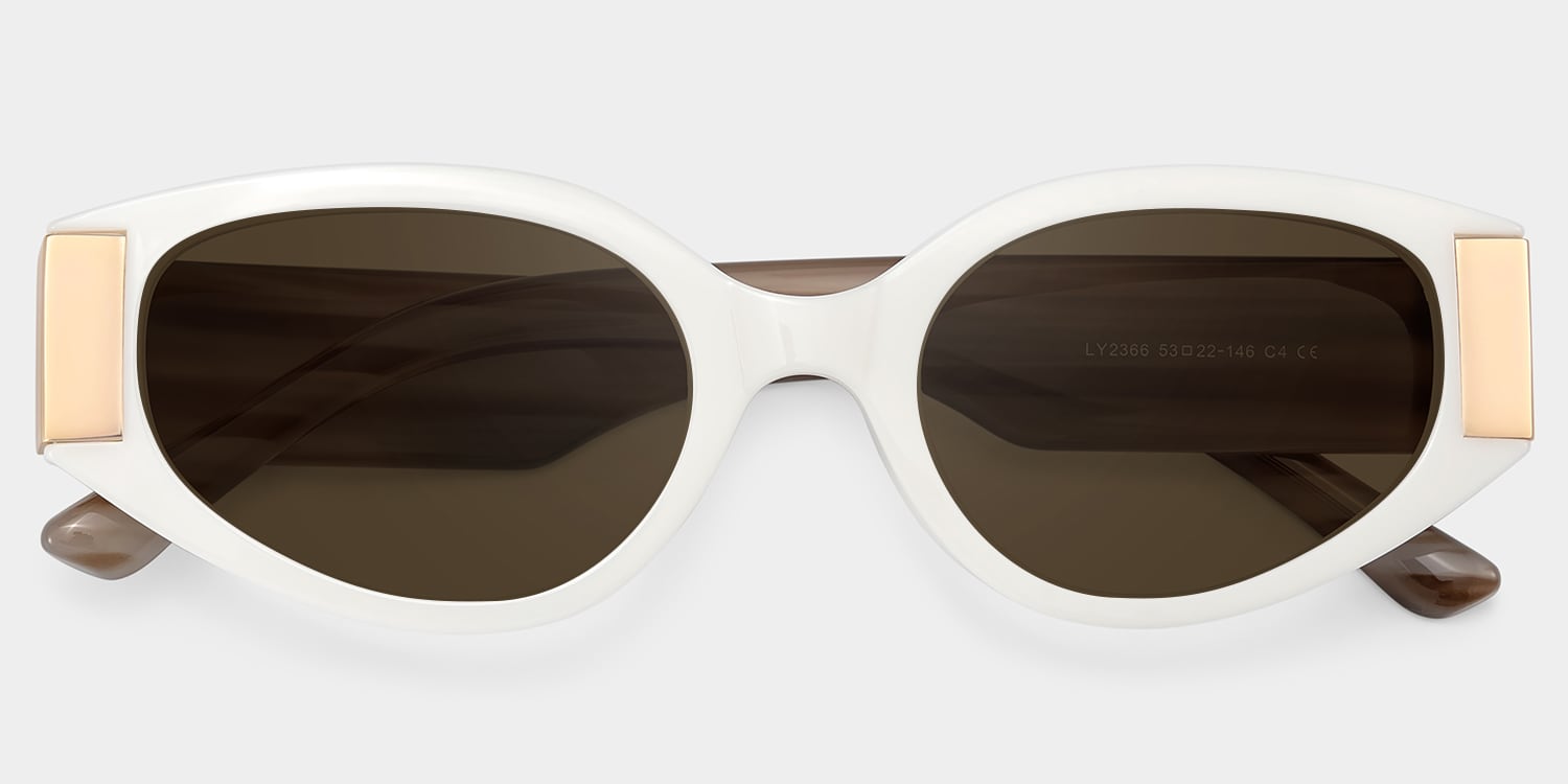 Havana Cat eye White Polarized Sunglasses