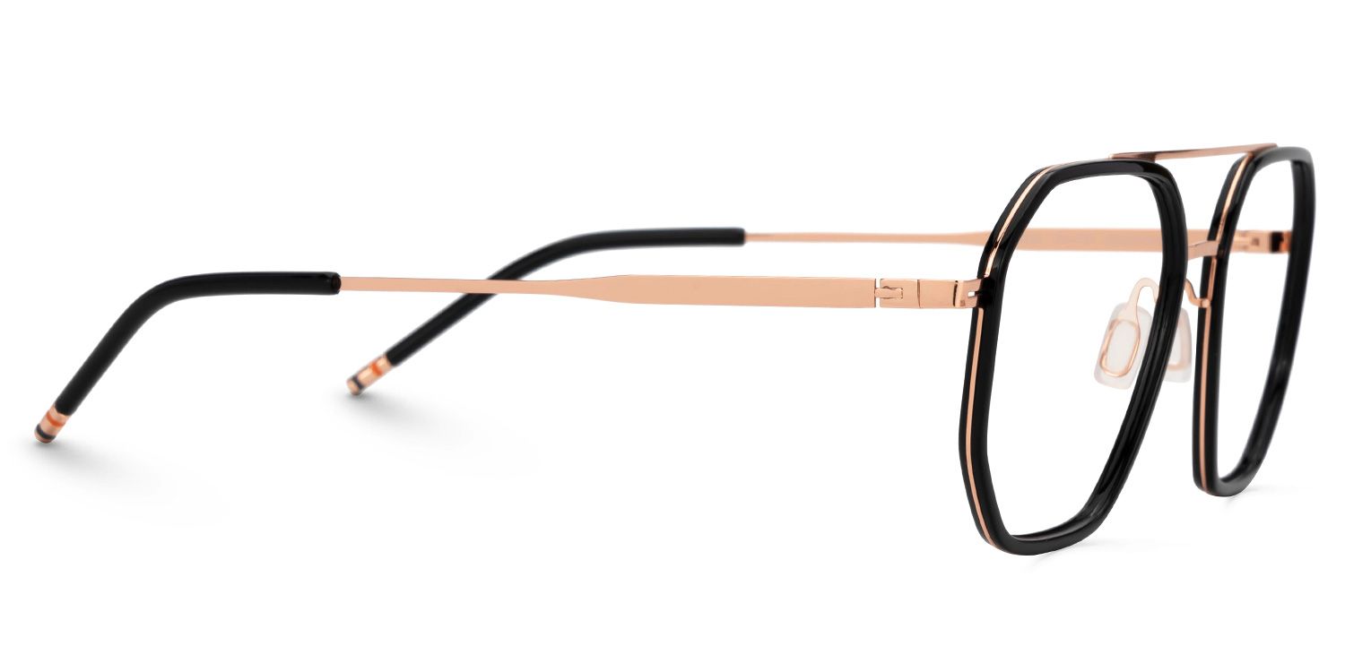 Black Mixed-Materials Aviator Eyeglasses- Bethany2