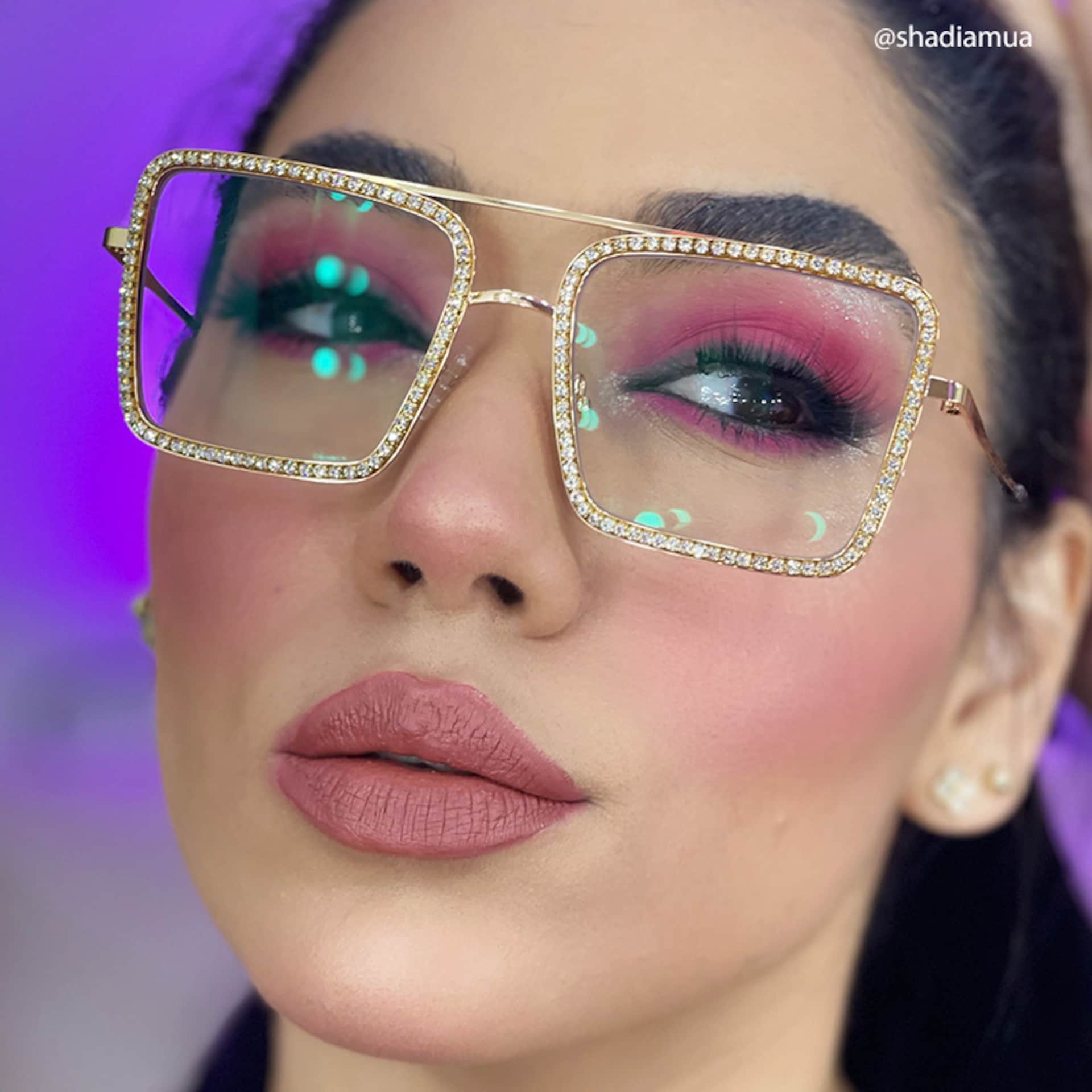 Diva Frame Glasses, Gold Glitter Sparkle Square Eyeglasses10