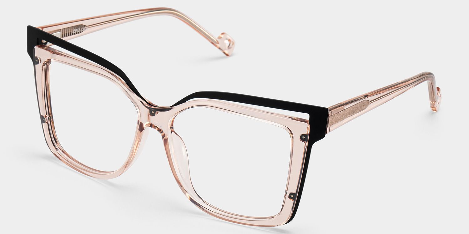 Twolla Square Beige Glasses and Black Edge Frame3