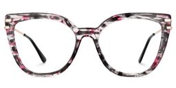 Fillery Cateye Pink-Floral Transparent Glasses0