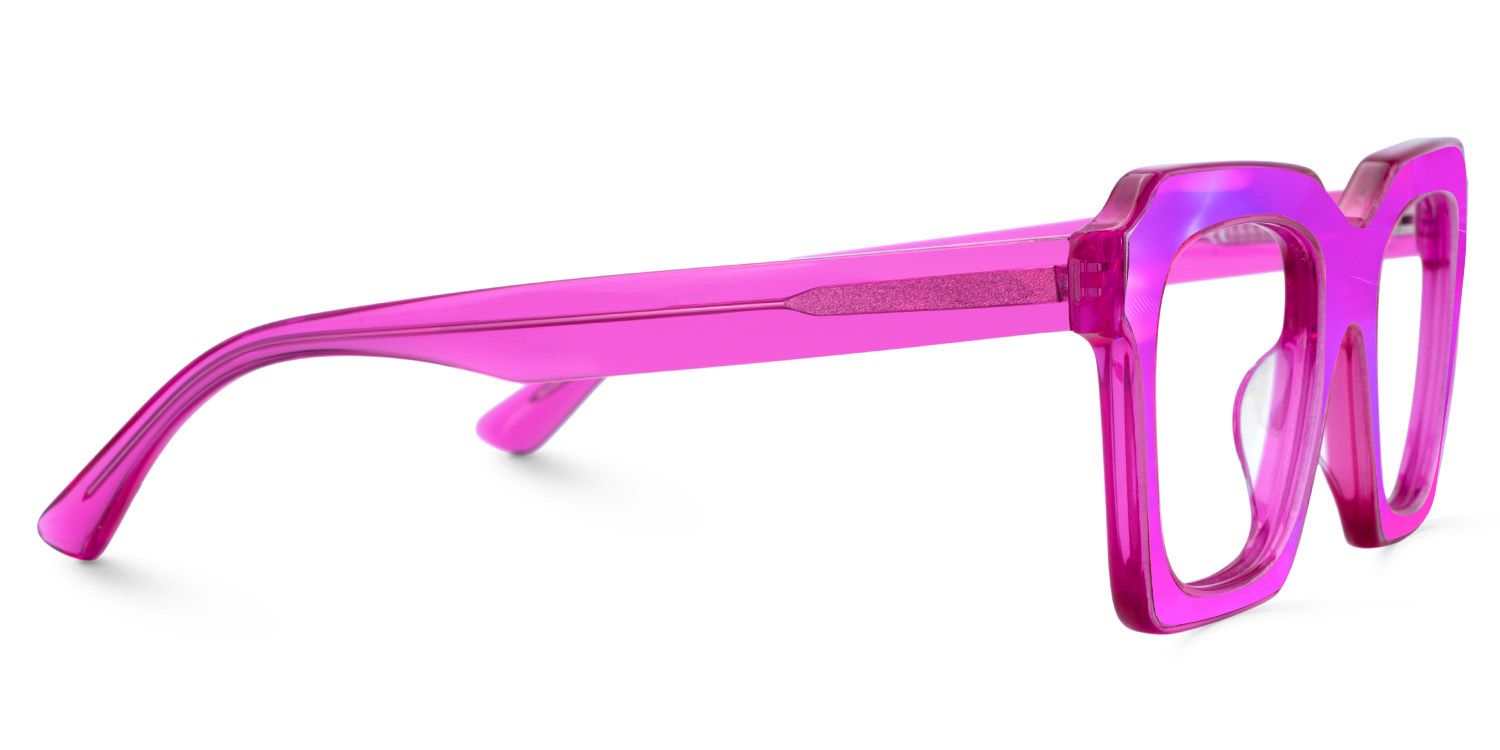 Ladies' Square Glasses With Shinny Rose Red Leather2