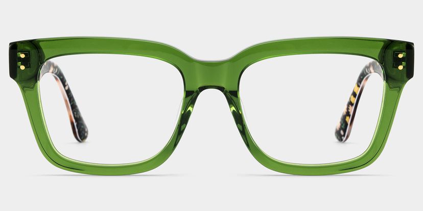 Zinnia Green Rectangle Glasses