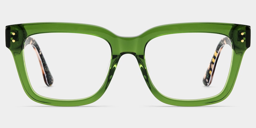 Zinnia Rectangle Green Glasses