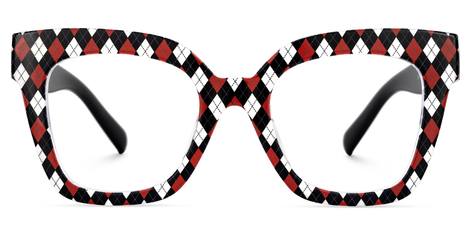 Malcolm Large Plaid Eyeglasses Frame with Black Arms | Zeelool0