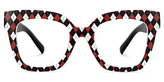 Malcolm Square Black-Red Checkered Glasses0