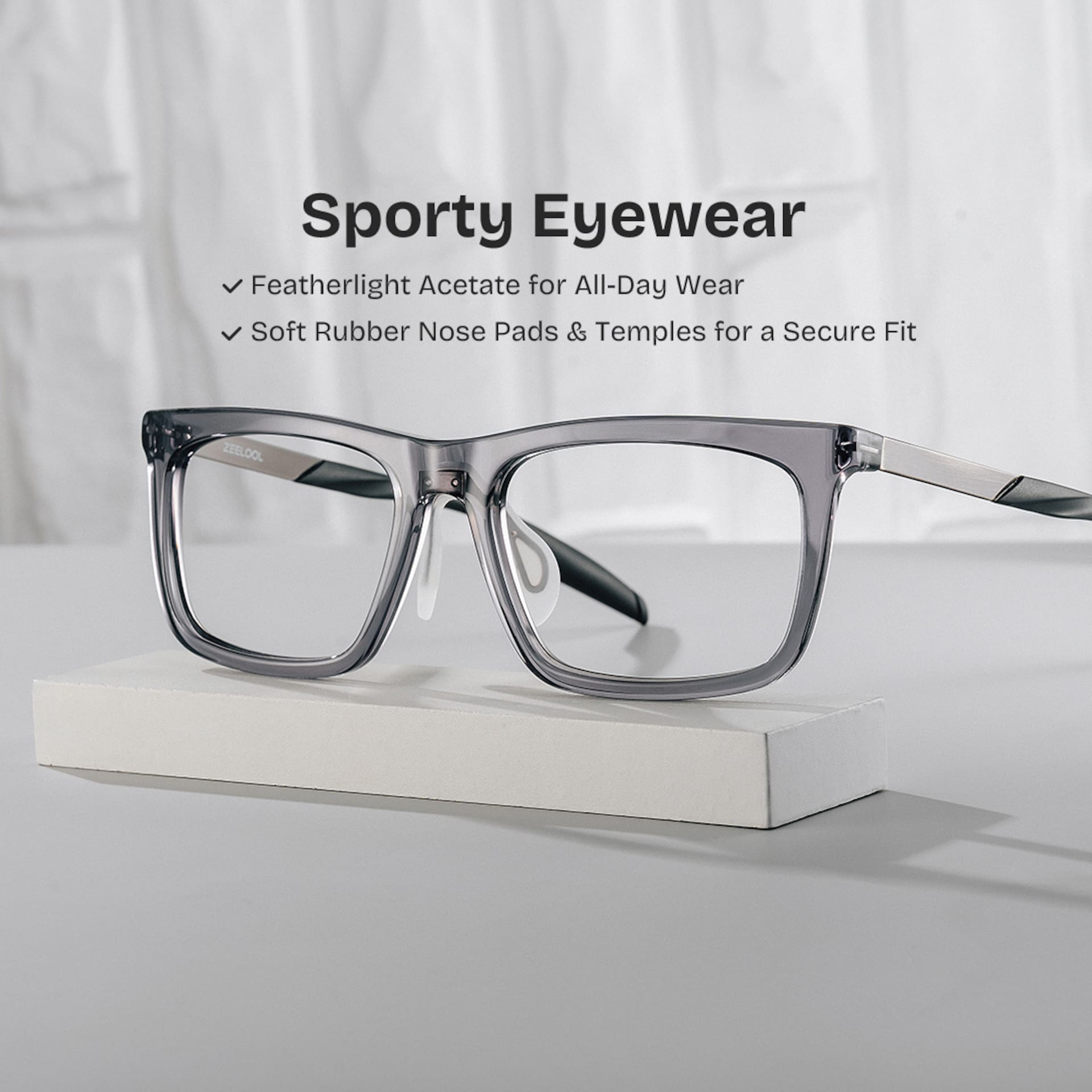 Ease Gray Frame Glasses with Rectangle Frame Online | ZEELOOL2